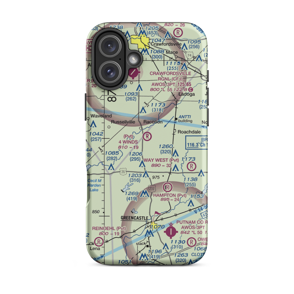 4 Winds Aerodrome (IN45) VFR Sectional  Tough iPhone Case iPhone 16 Plus model shown