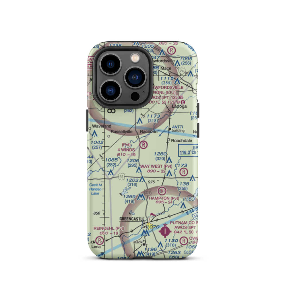 4 Winds Aerodrome (IN45) VFR Sectional  Tough iPhone Case iPhone 13 Pro model shown