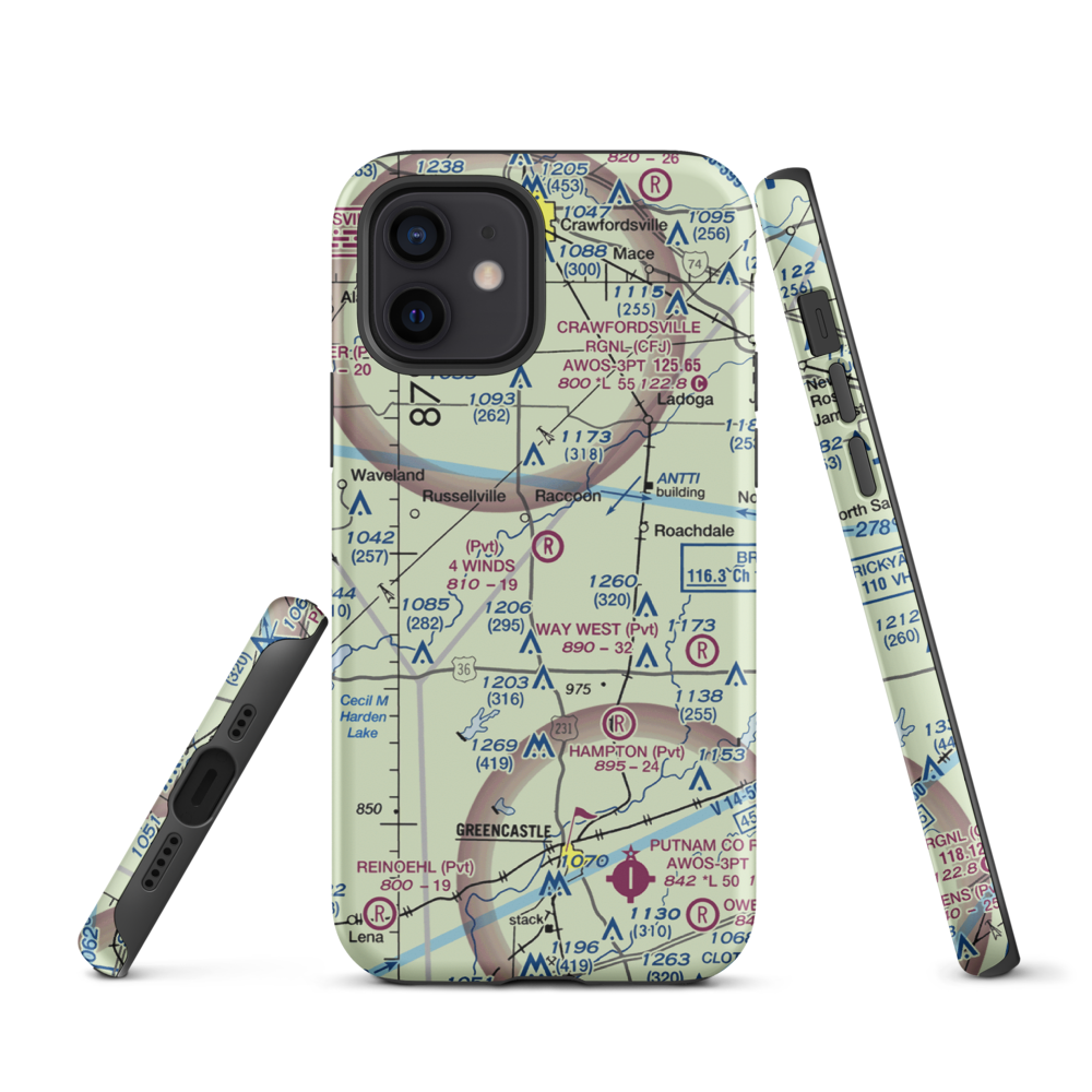 4 Winds Aerodrome (IN45) VFR Sectional  Tough iPhone Case iPhone 11 Pro model shown