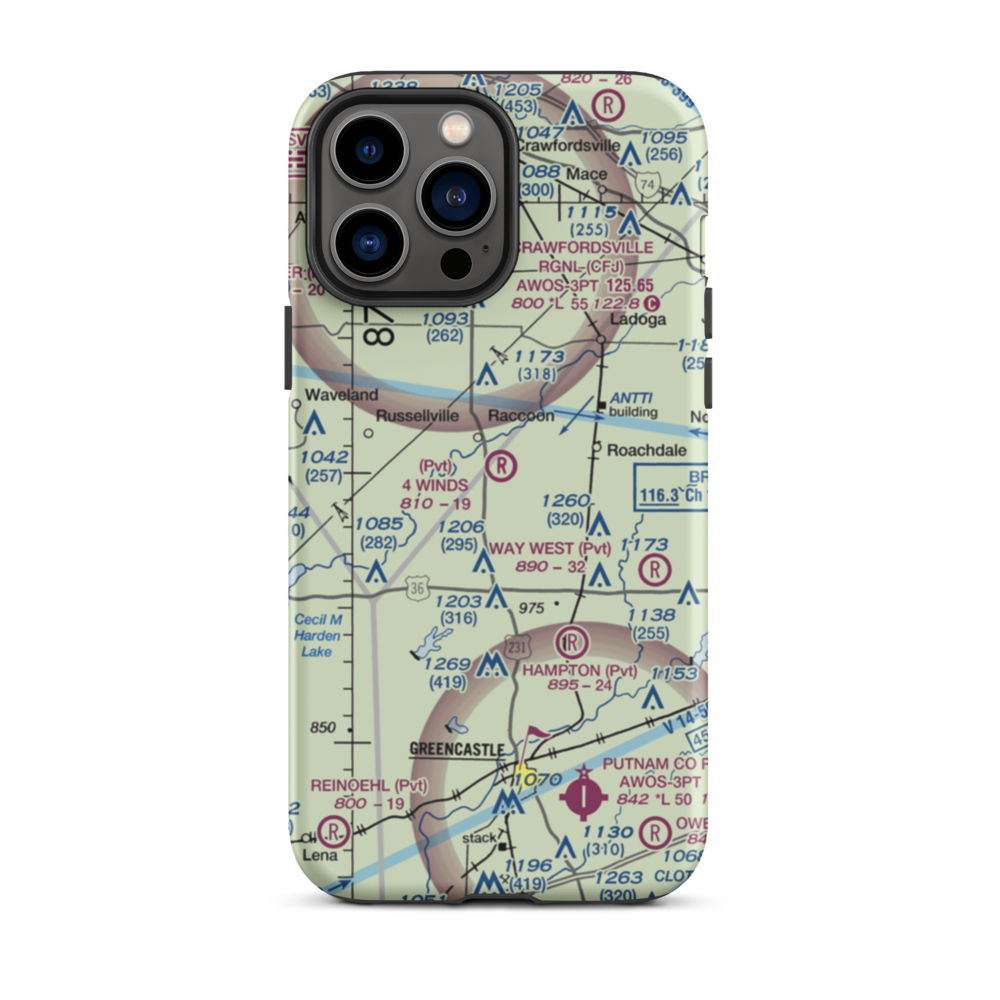 4 Winds Aerodrome (IN45) VFR Sectional  Tough iPhone Case iPhone 13 Pro Max model shown