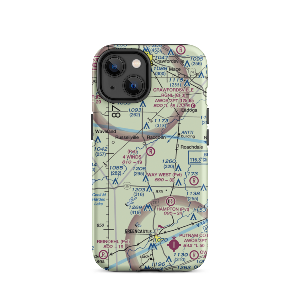 4 Winds Aerodrome (IN45) VFR Sectional  Tough iPhone Case iPhone 14 model shown