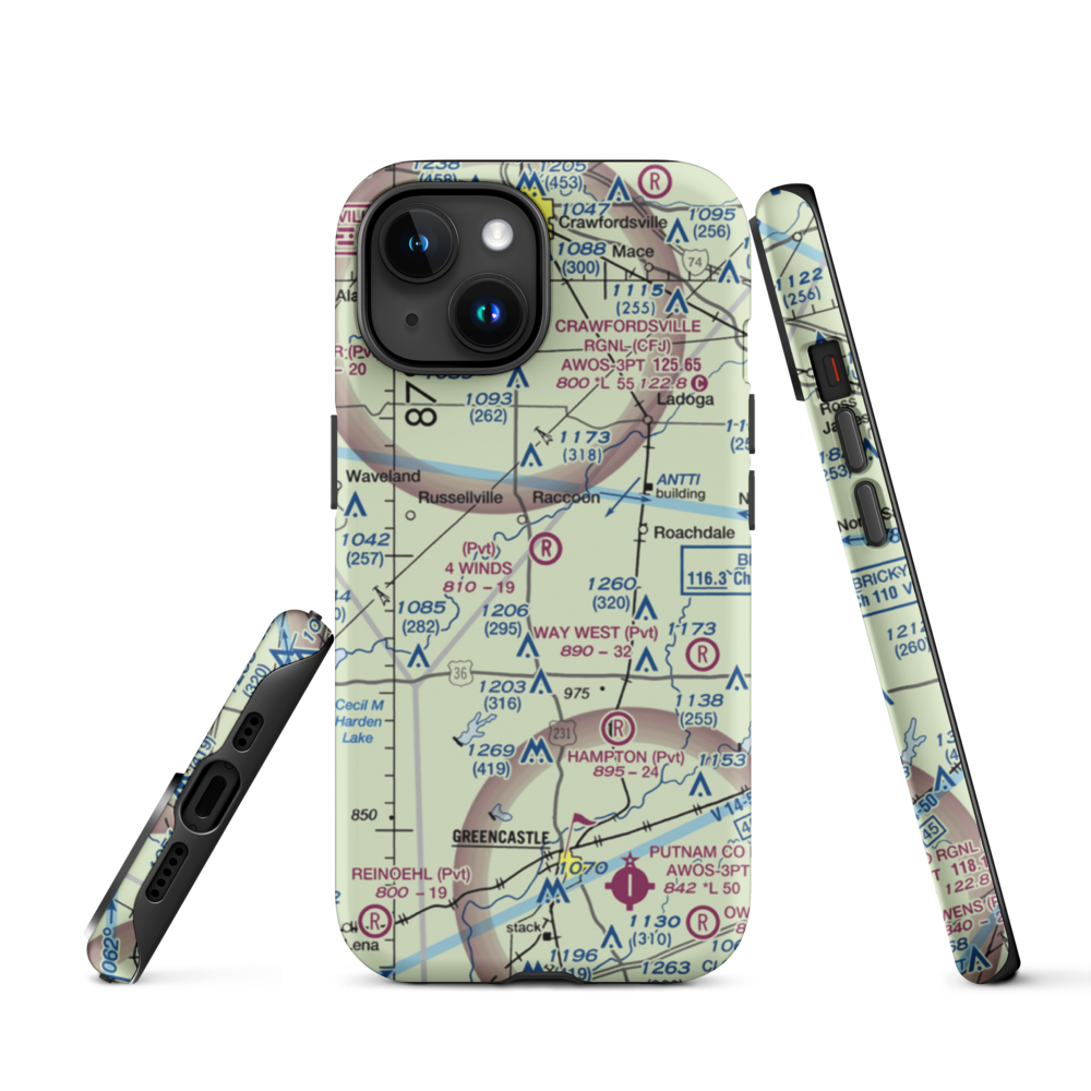 4 Winds Aerodrome (IN45) VFR Sectional  Tough iPhone Case iPhone 15 model shown