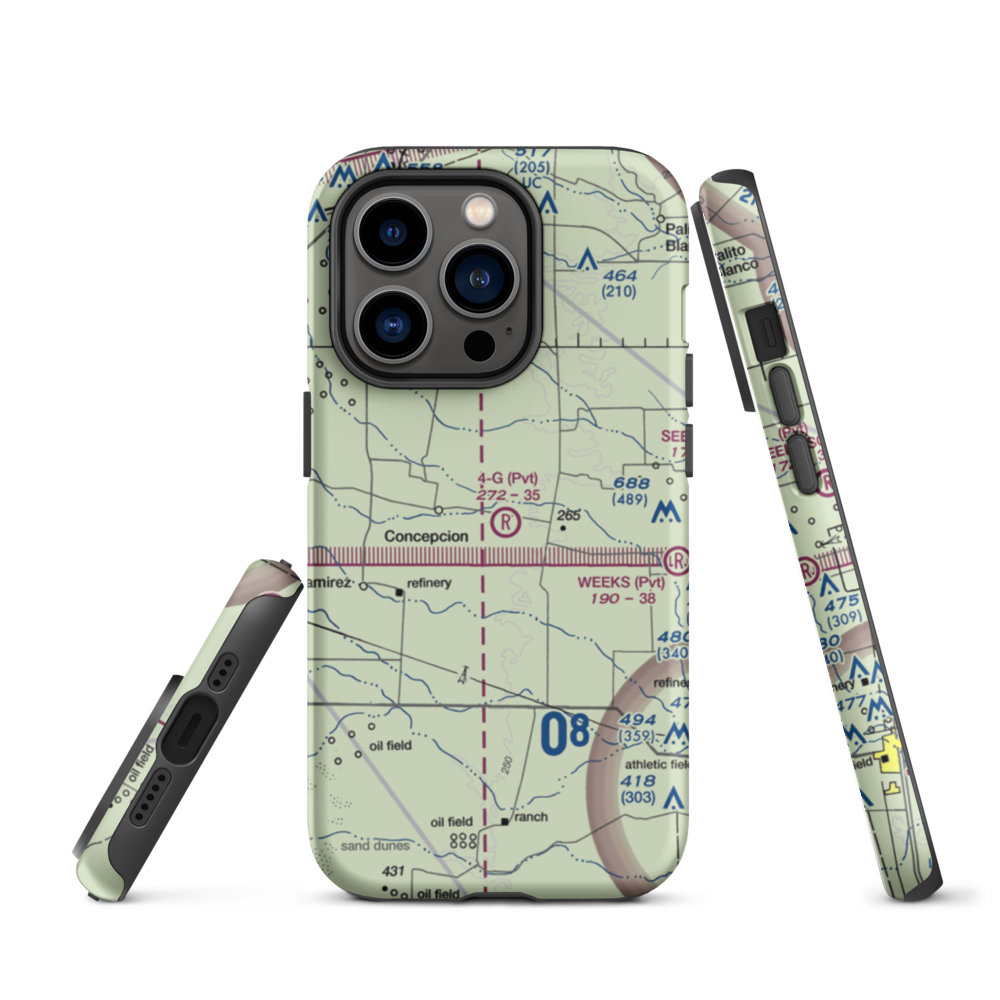 4-G Ranch Airport (XS50) VFR Sectional  Tough iPhone Case iPhone 14 Pro model shown