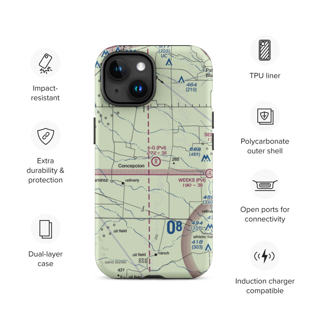 4-G Ranch Airport (XS50) VFR Sectional  Tough iPhone Case iPhone 15 model shown