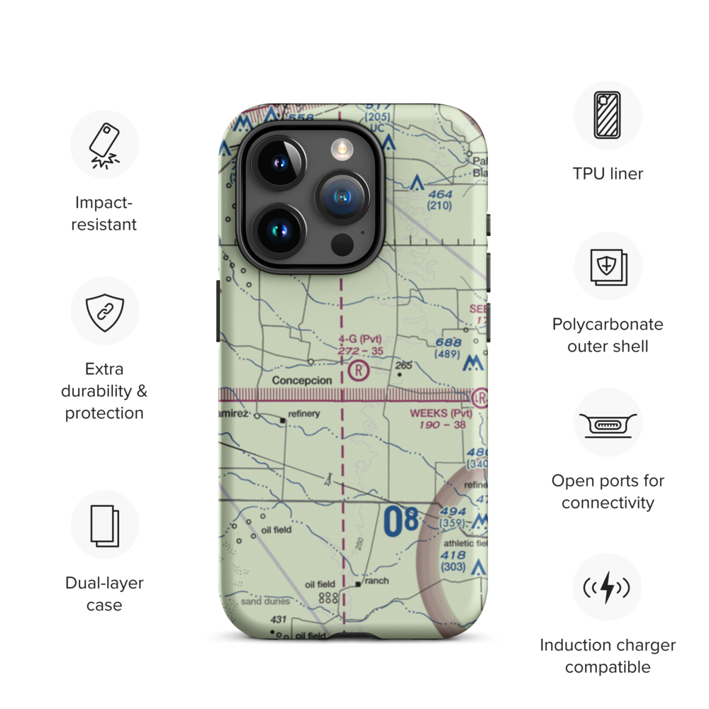 4-G Ranch Airport (XS50) VFR Sectional  Tough iPhone Case iPhone 15 Pro model shown