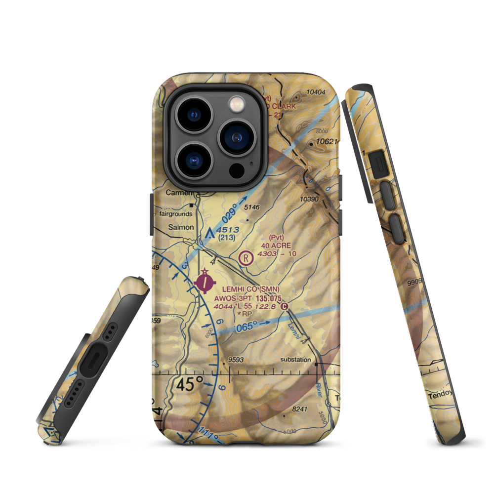 40 Acre Airstrip (ID52) VFR Sectional  Tough iPhone Case iPhone 14 Pro model shown