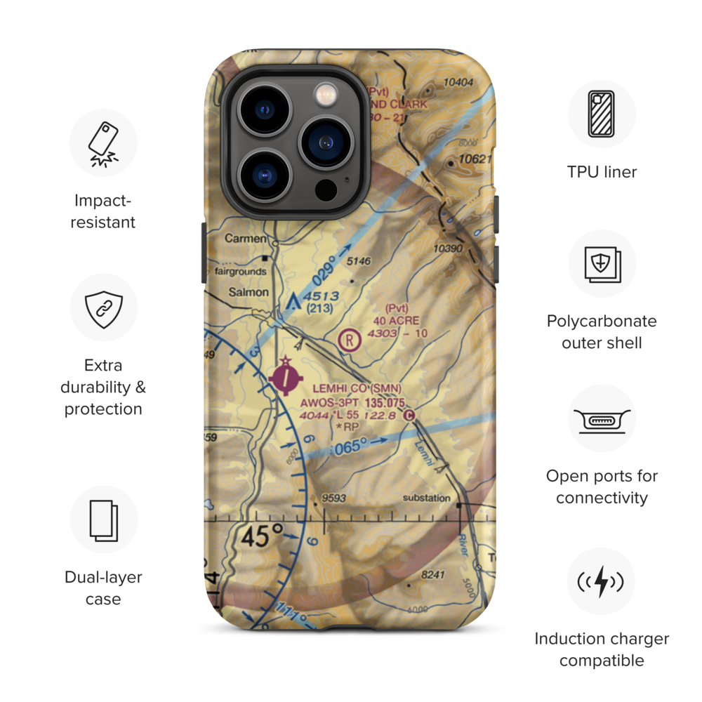 40 Acre Airstrip (ID52) VFR Sectional  Tough iPhone Case iPhone 14 Pro Max model shown