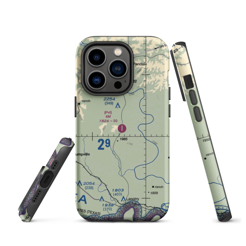 4M Ranch Airfield (48TE) VFR Sectional  Tough iPhone Case iPhone 14 Pro model shown