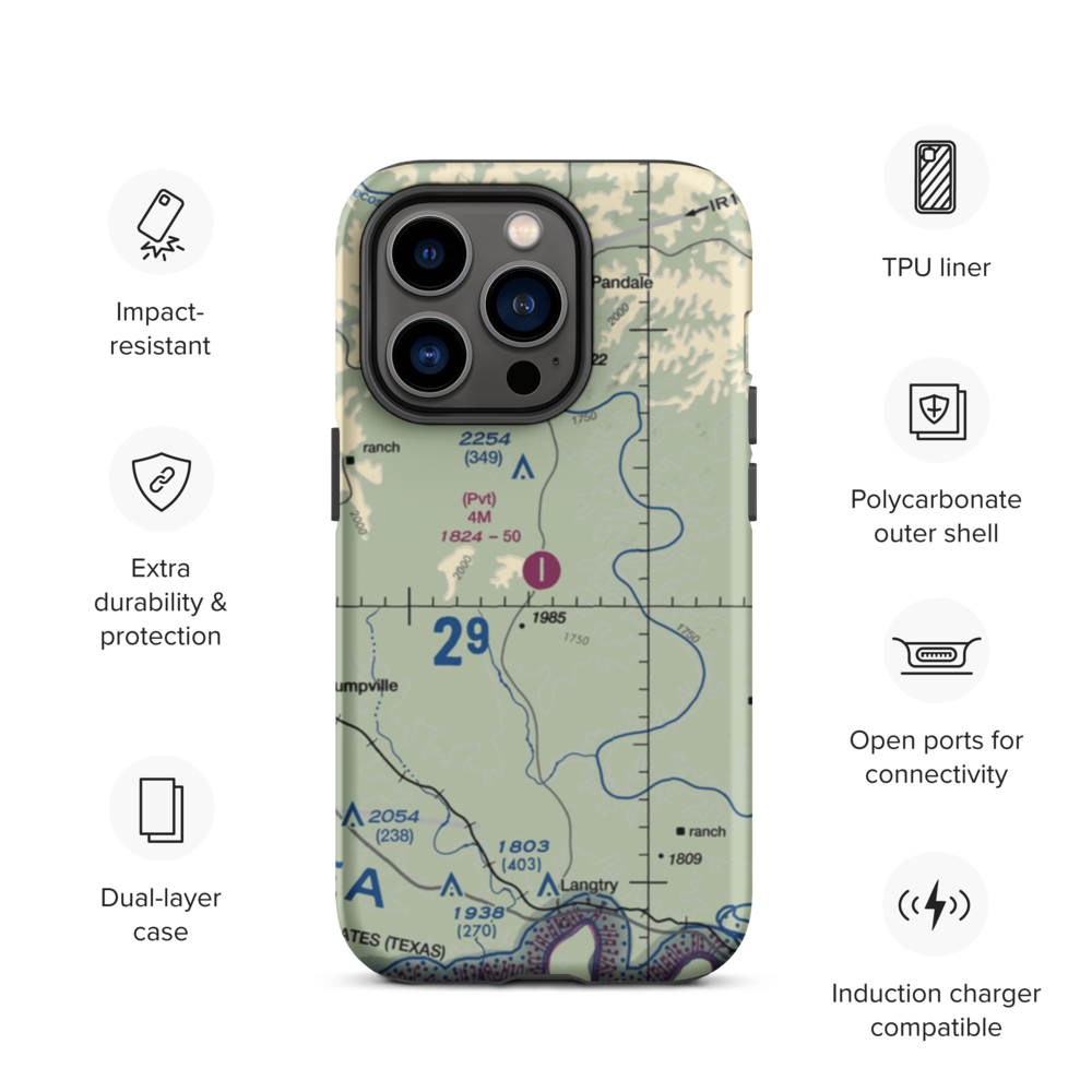 4M Ranch Airfield (48TE) VFR Sectional  Tough iPhone Case iPhone 14 Pro model shown