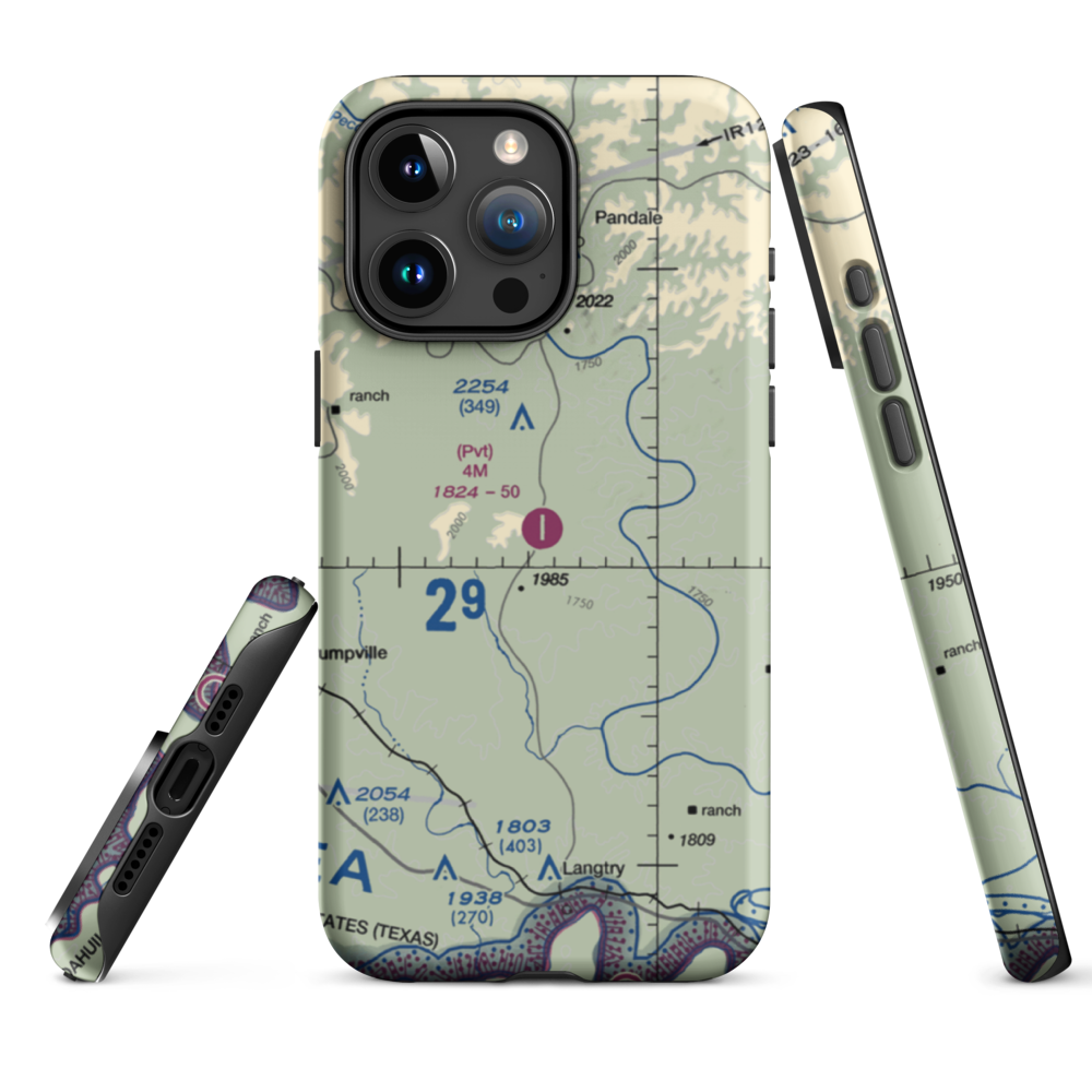 4M Ranch Airfield (48TE) VFR Sectional  Tough iPhone Case iPhone 15 Pro Max model shown
