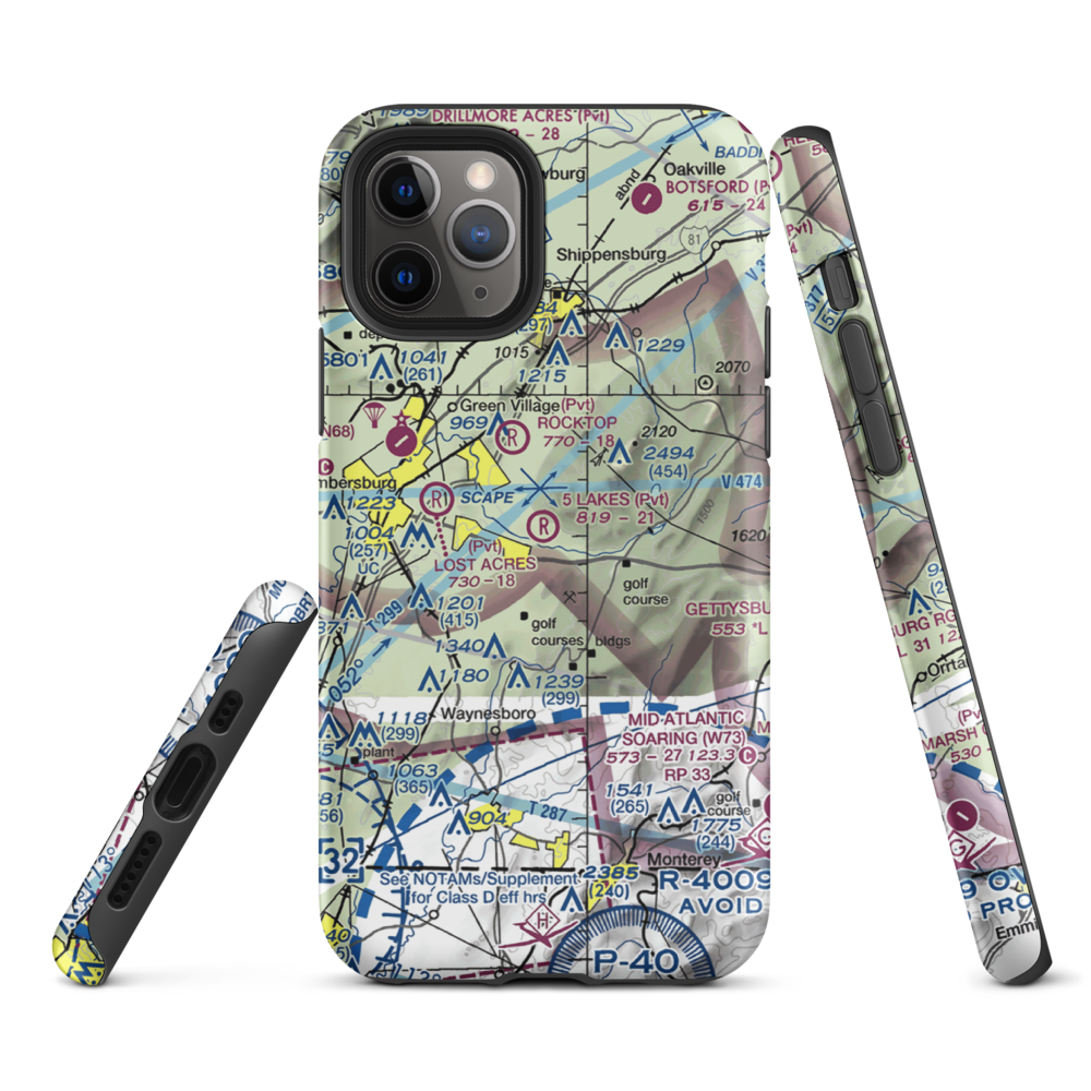 5 Lakes Airport (PA81) VFR Sectional  Tough iPhone Case iPhone 11 Pro model shown