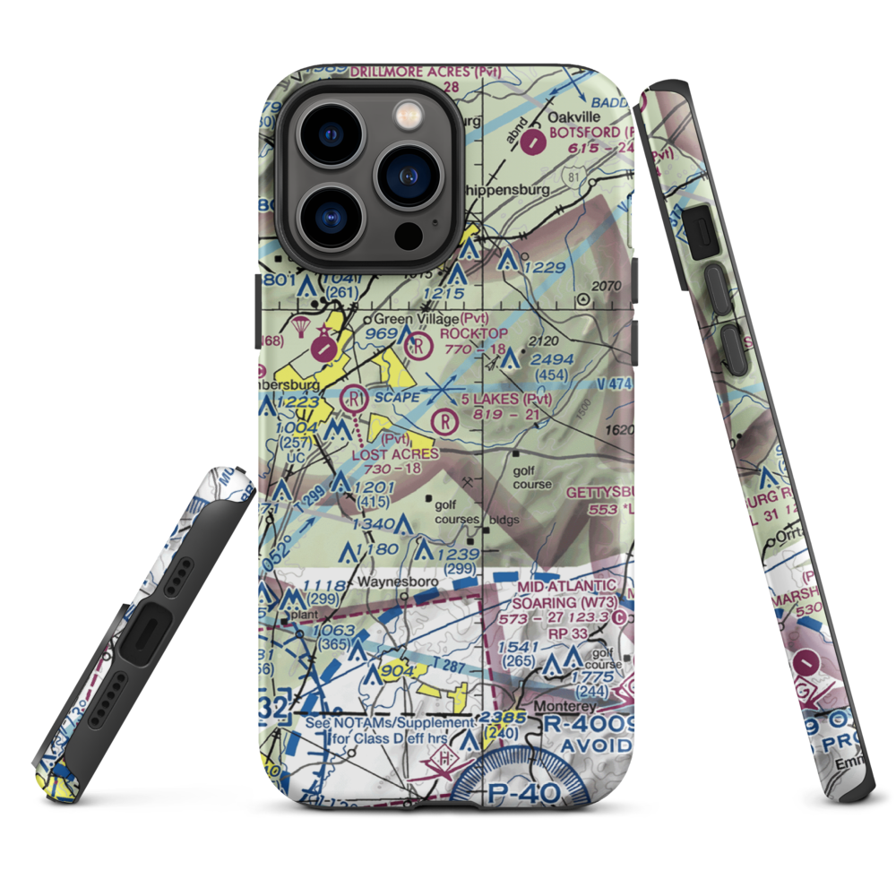 5 Lakes Airport (PA81) VFR Sectional  Tough iPhone Case iPhone 13 Pro Max model shown