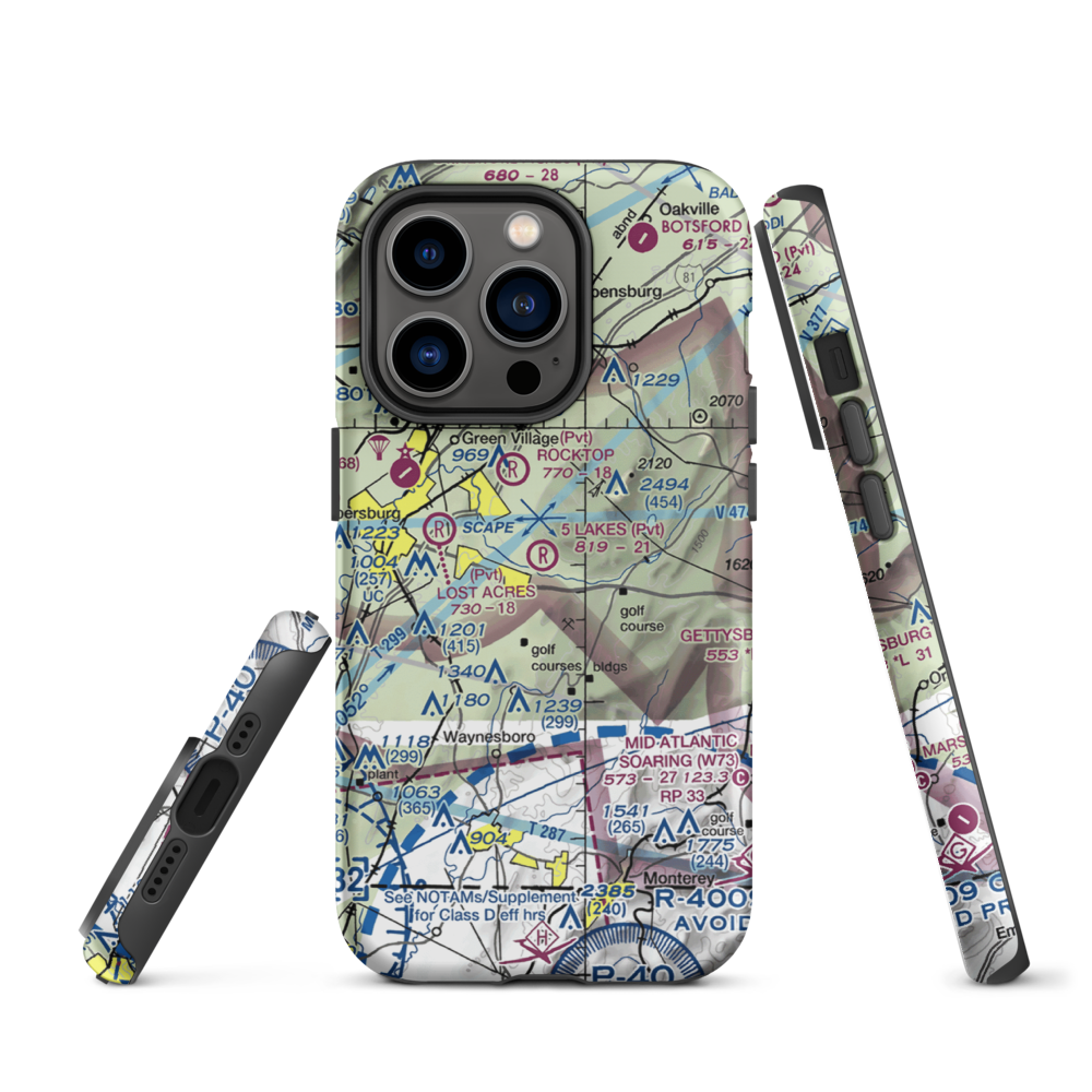 5 Lakes Airport (PA81) VFR Sectional  Tough iPhone Case iPhone 14 Pro model shown