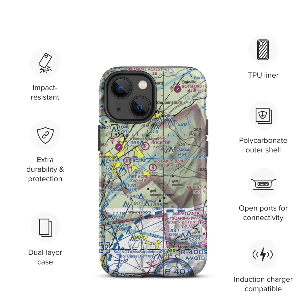 5 Lakes Airport (PA81) VFR Sectional  Tough iPhone Case iPhone 13 mini model shown