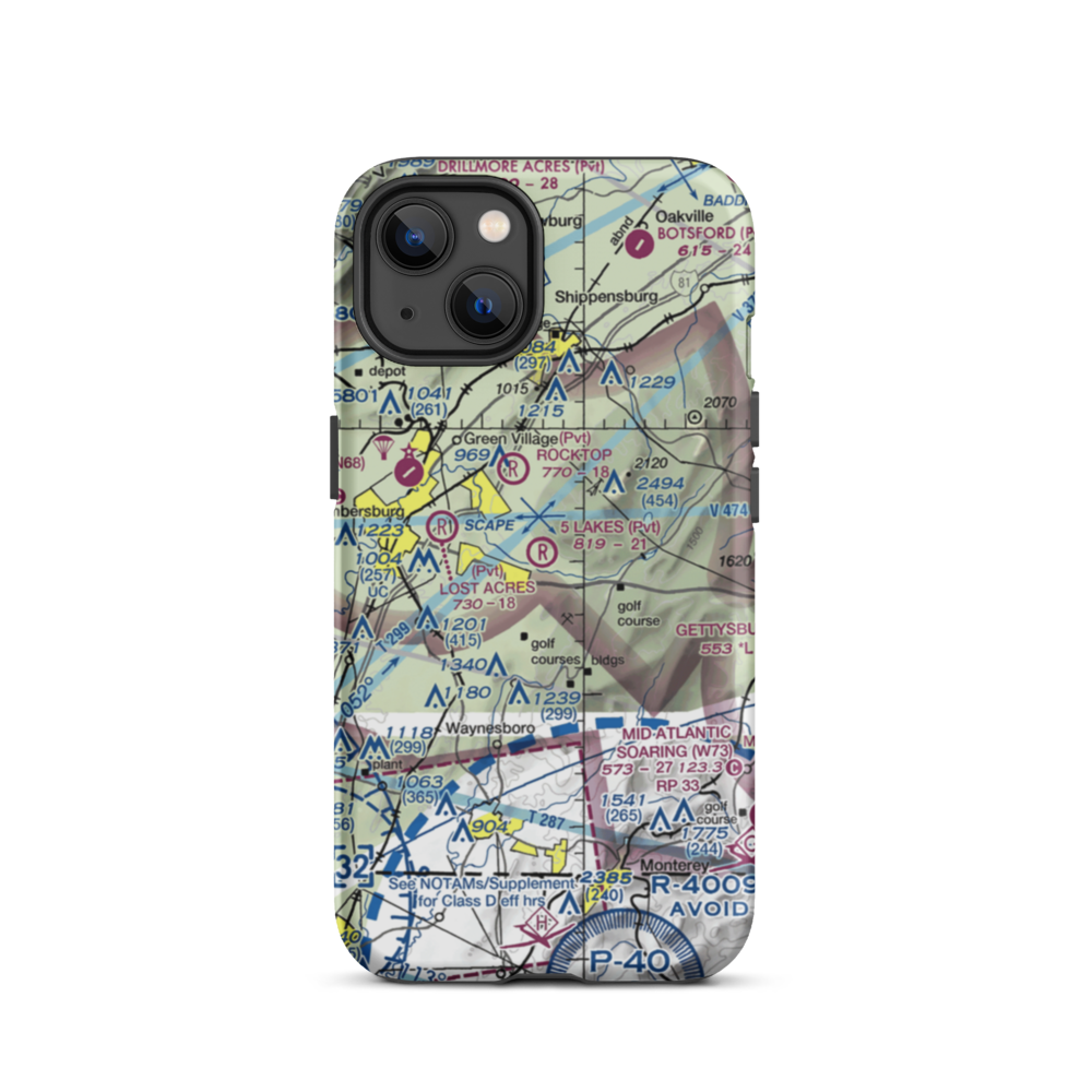 5 Lakes Airport (PA81) VFR Sectional  Tough iPhone Case iPhone 13 model shown