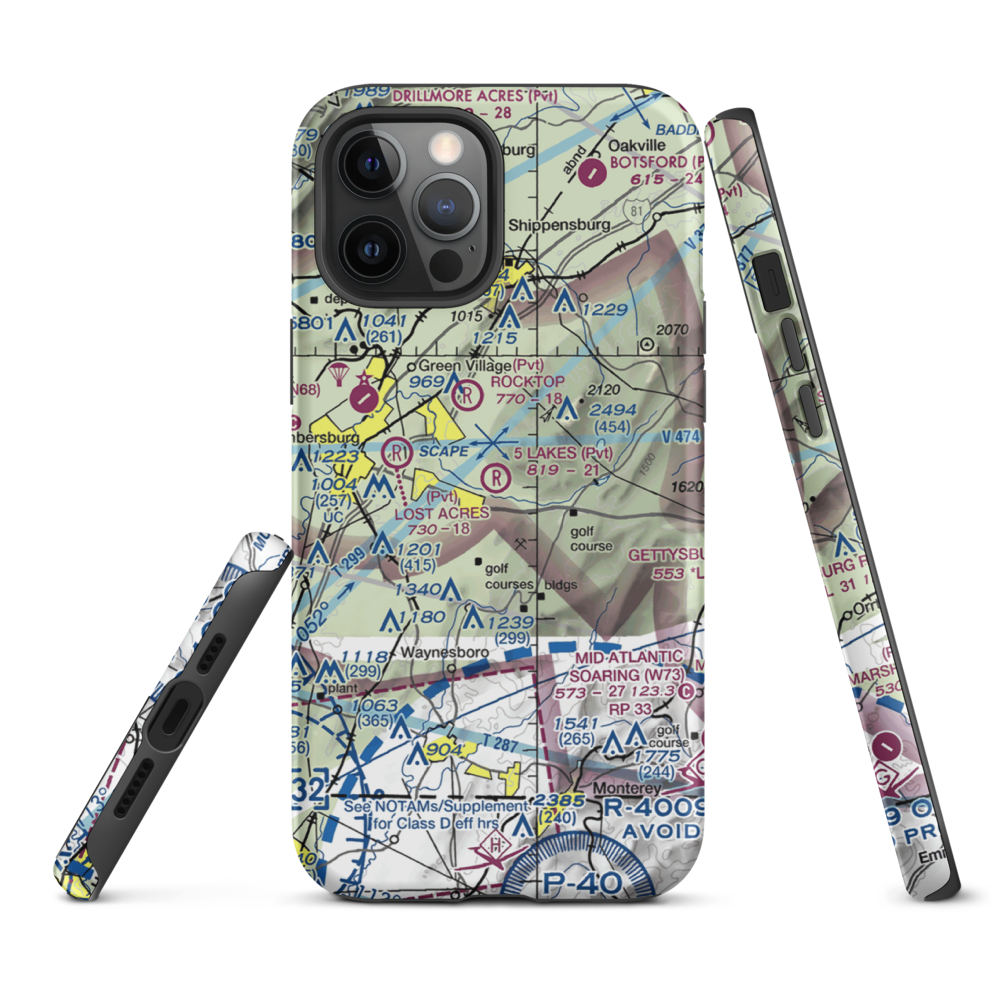 5 Lakes Airport (PA81) VFR Sectional  Tough iPhone Case iPhone 12 Pro Max model shown