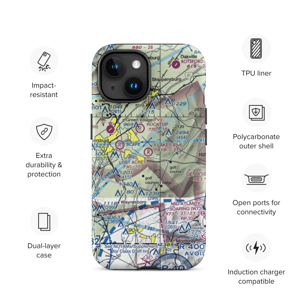 5 Lakes Airport (PA81) VFR Sectional  Tough iPhone Case iPhone 15 model shown