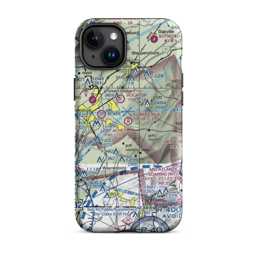 5 Lakes Airport (PA81) VFR Sectional  Tough iPhone Case iPhone 15 Plus model shown