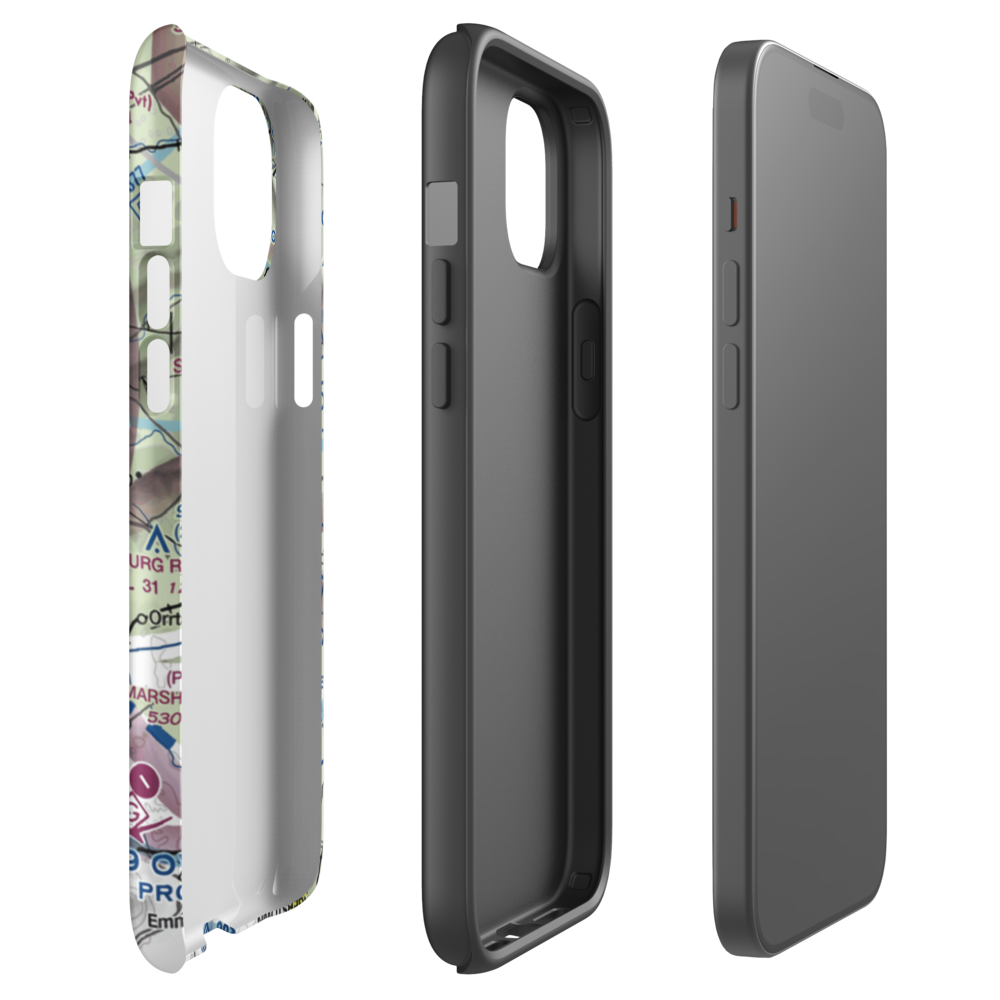 5 Lakes Airport (PA81) VFR Sectional  Tough iPhone Case iPhone 15 Plus model shown