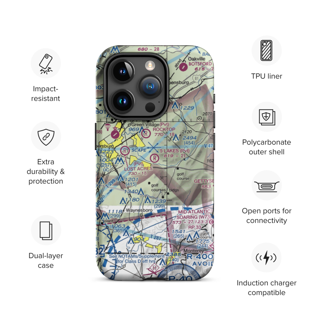 5 Lakes Airport (PA81) VFR Sectional  Tough iPhone Case iPhone 15 Pro model shown