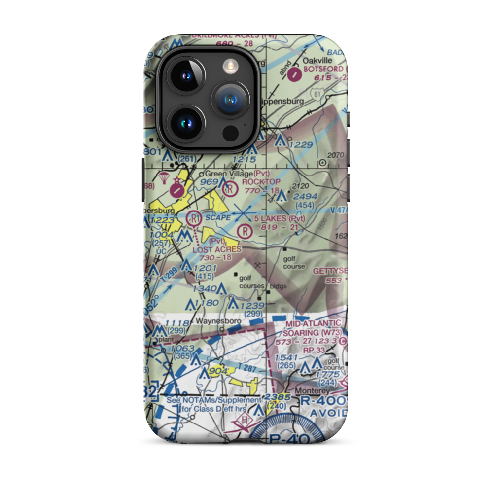 5 Lakes Airport (PA81) VFR Sectional  Tough iPhone Case iPhone 15 Pro Max model shown