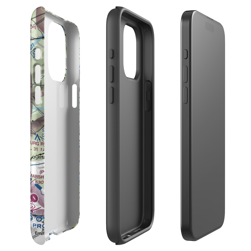 5 Lakes Airport (PA81) VFR Sectional  Tough iPhone Case iPhone 15 Pro Max model shown