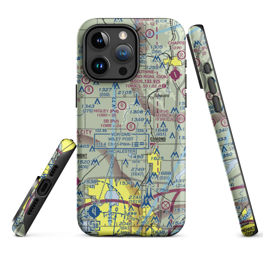 5B Ranch Airport (1OK8) VFR Sectional  Tough iPhone Case iPhone 15 Pro Max model shown