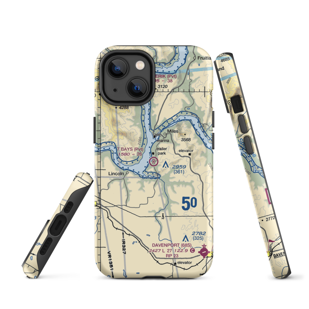 7 Bays Airport (73WA) VFR Sectional  Tough iPhone Case iPhone 14 model shown