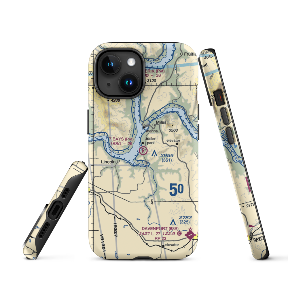 7 Bays Airport (73WA) VFR Sectional  Tough iPhone Case iPhone 15 model shown