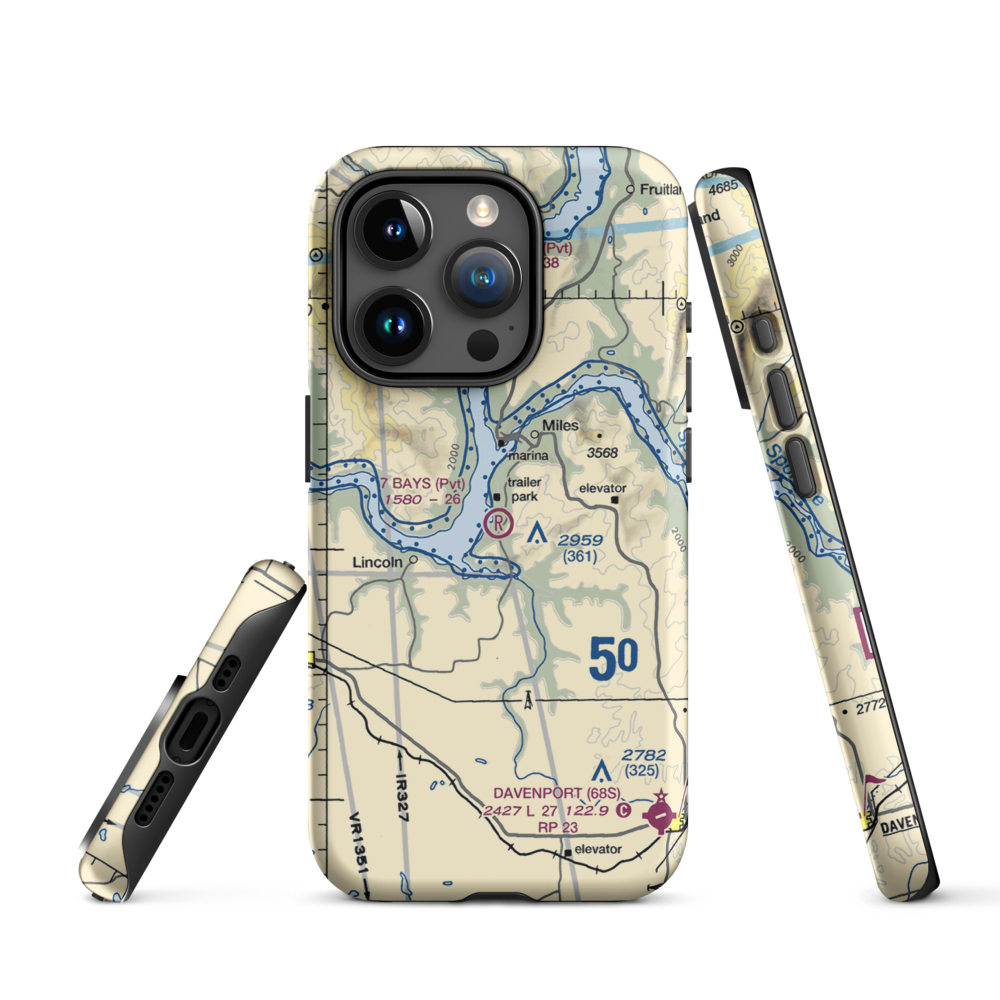 7 Bays Airport (73WA) VFR Sectional  Tough iPhone Case iPhone 15 Pro model shown