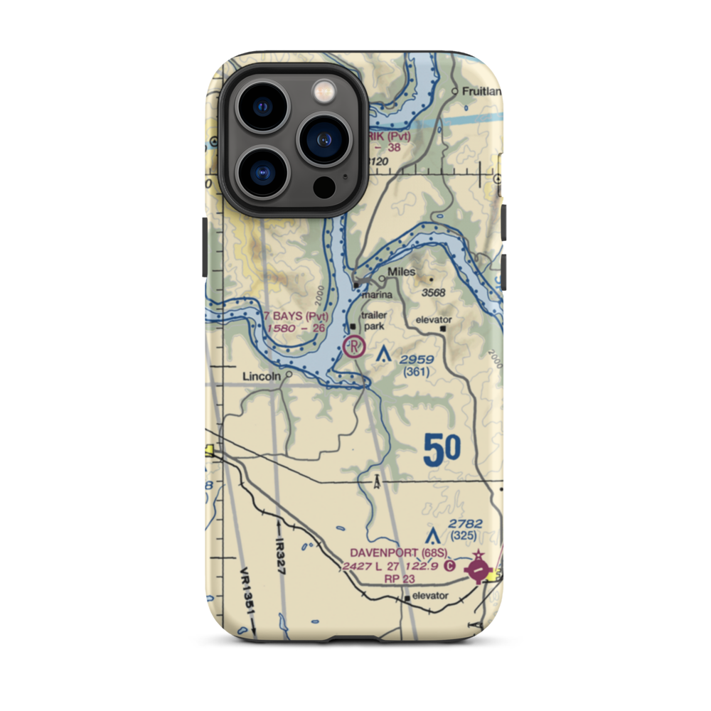 7 Bays Airport (73WA) VFR Sectional  Tough iPhone Case iPhone 13 Pro Max model shown