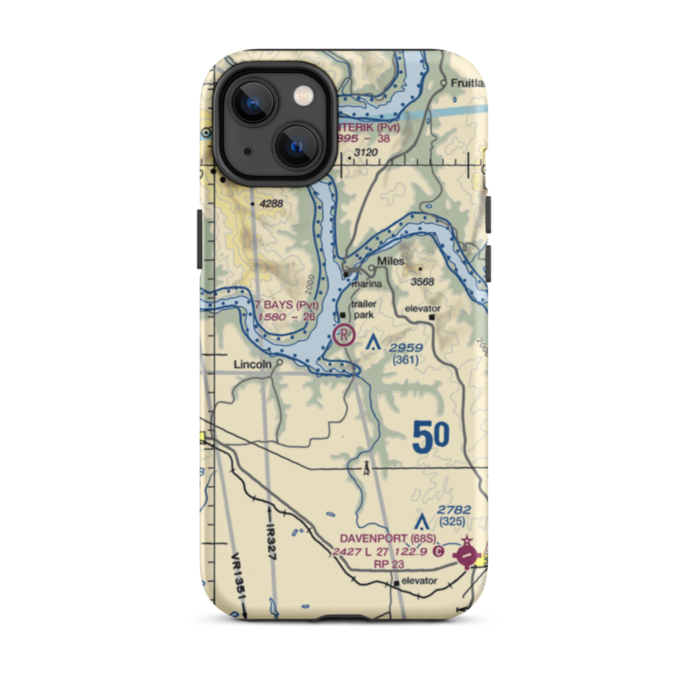 7 Bays Airport (73WA) VFR Sectional  Tough iPhone Case iPhone 14 Plus model shown