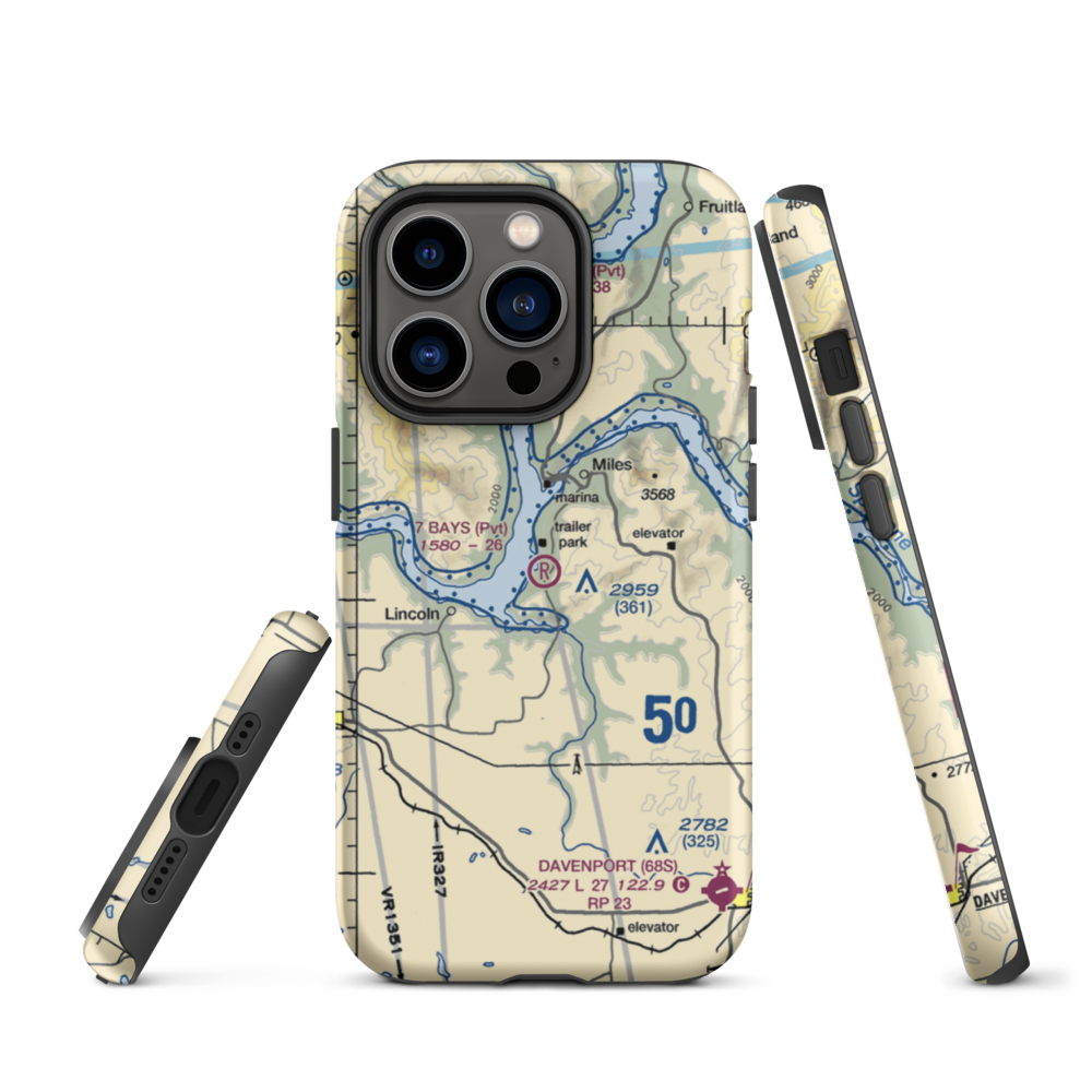 7 Bays Airport (73WA) VFR Sectional  Tough iPhone Case iPhone 14 Pro model shown