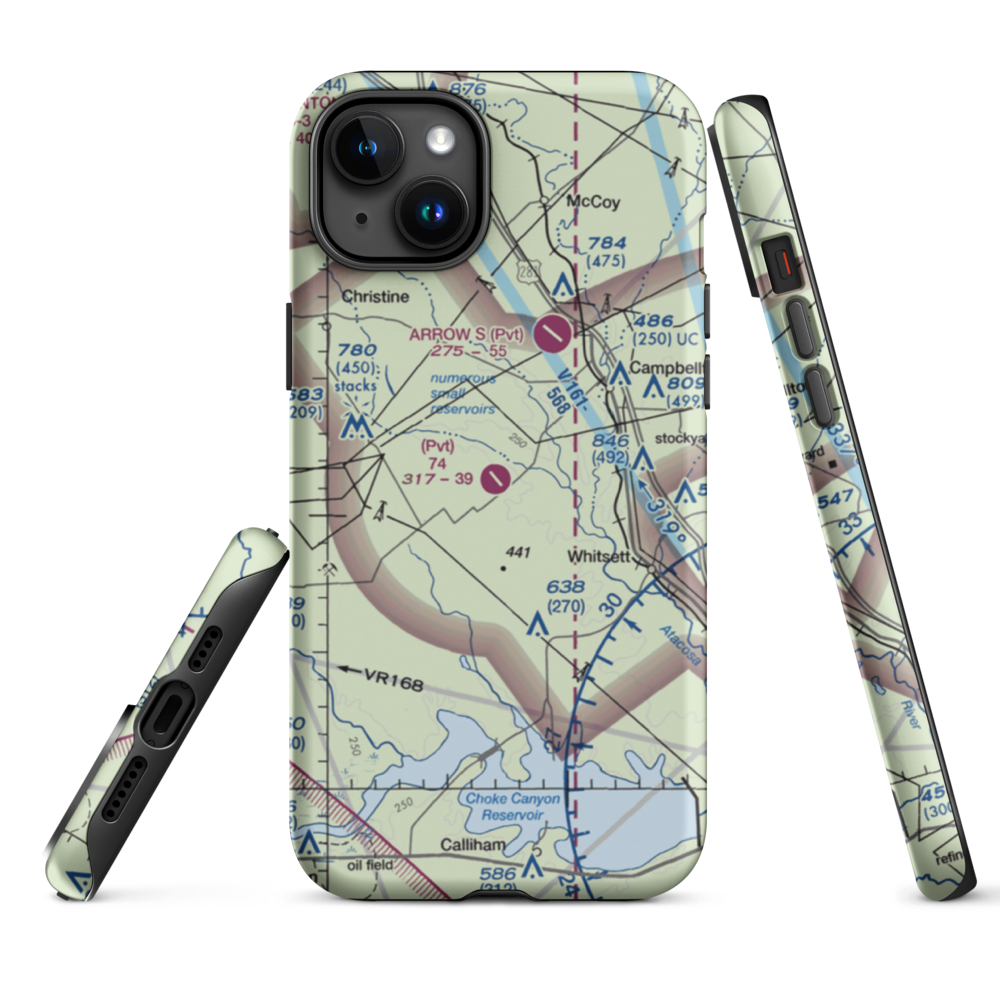 74 Ranch Airport (0XA5) VFR Sectional  Tough iPhone Case iPhone 15 Plus model shown
