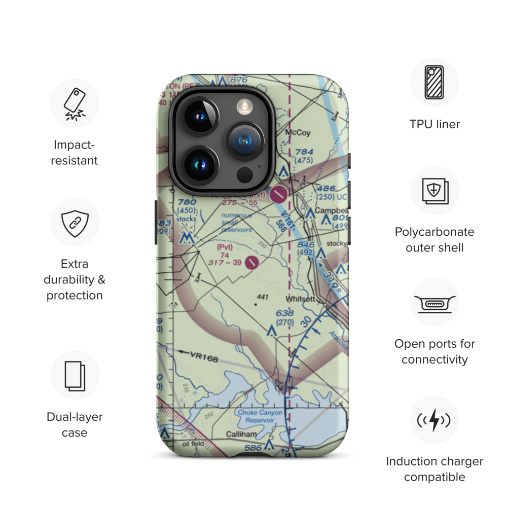 74 Ranch Airport (0XA5) VFR Sectional  Tough iPhone Case iPhone 15 Pro model shown