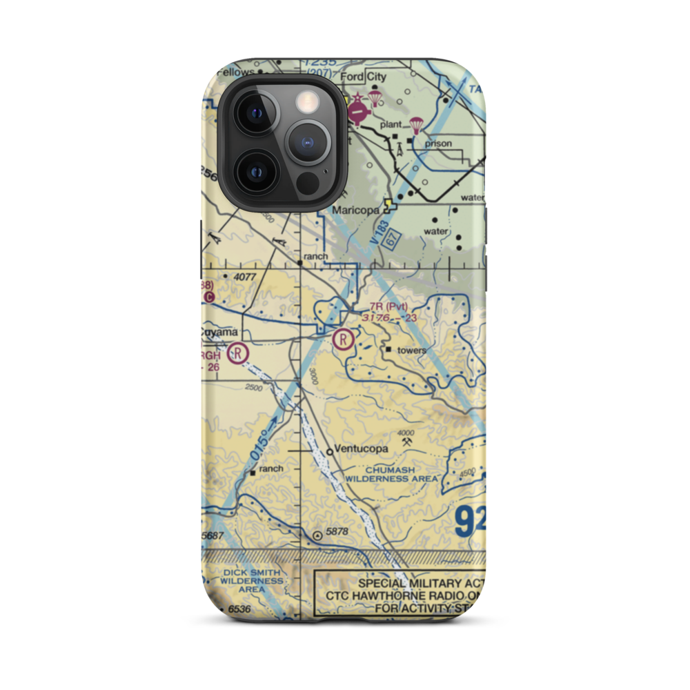 7R Ranch Airport (CL25) VFR Sectional  Tough iPhone Case iPhone 12 Pro Max model shown