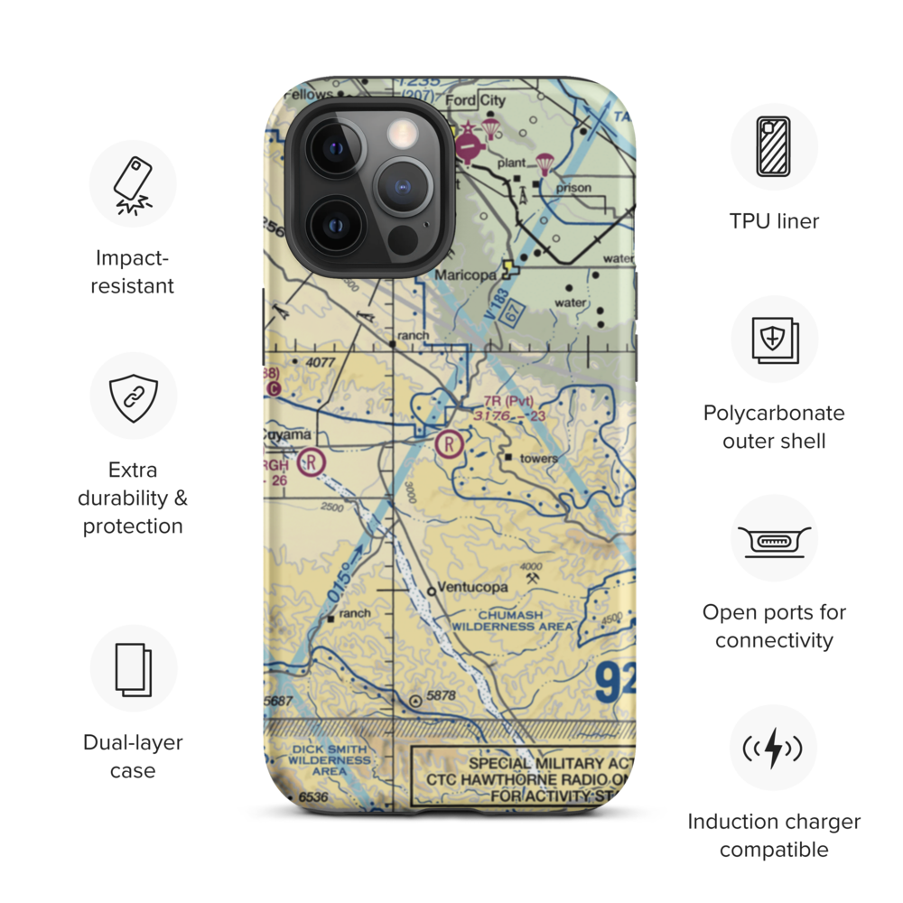 7R Ranch Airport (CL25) VFR Sectional  Tough iPhone Case iPhone 12 Pro Max model shown