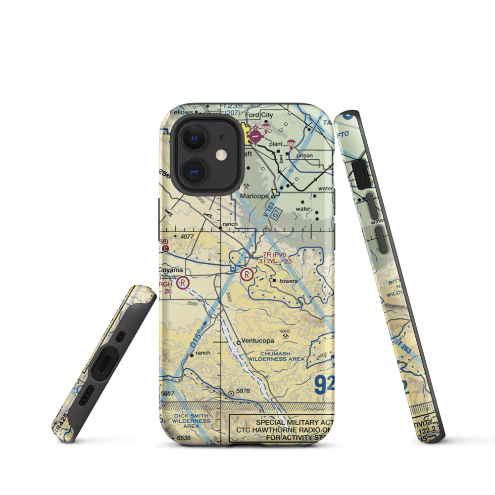 7R Ranch Airport (CL25) VFR Sectional  Tough iPhone Case iPhone 12 mini model shown