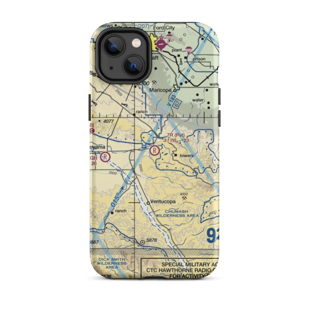 7R Ranch Airport (CL25) VFR Sectional  Tough iPhone Case iPhone 14 Plus model shown