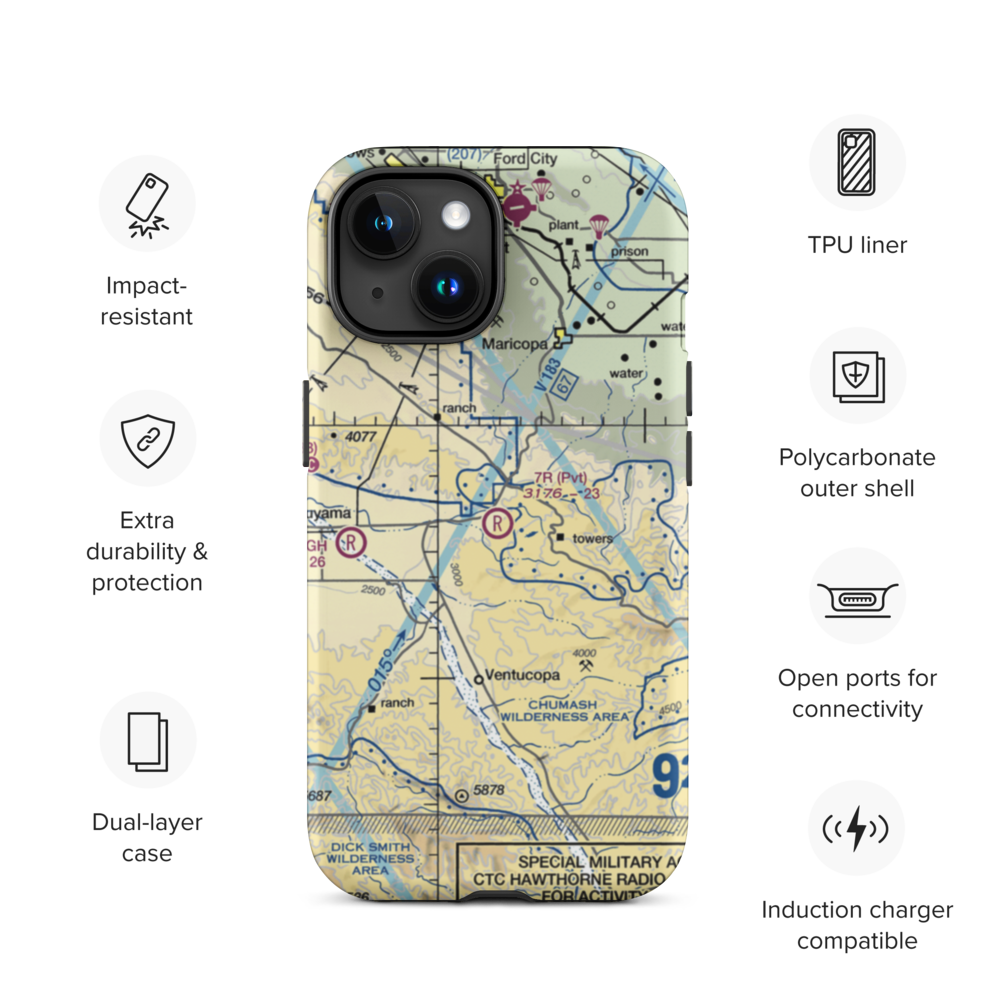 7R Ranch Airport (CL25) VFR Sectional  Tough iPhone Case iPhone 15 model shown