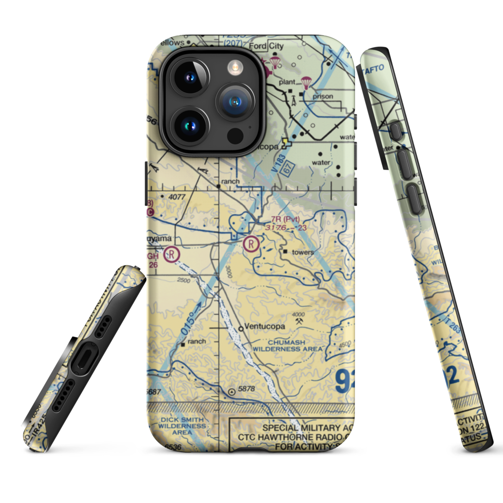 7R Ranch Airport (CL25) VFR Sectional  Tough iPhone Case iPhone 15 Pro Max model shown