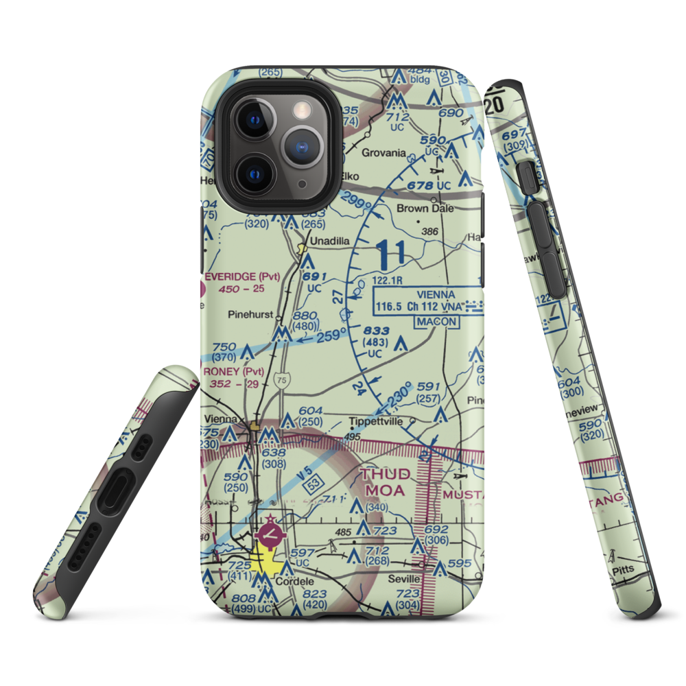 A & C AG Aviation Inc (CHAN) VFR Sectional  Tough iPhone Case iPhone 11 Pro model shown