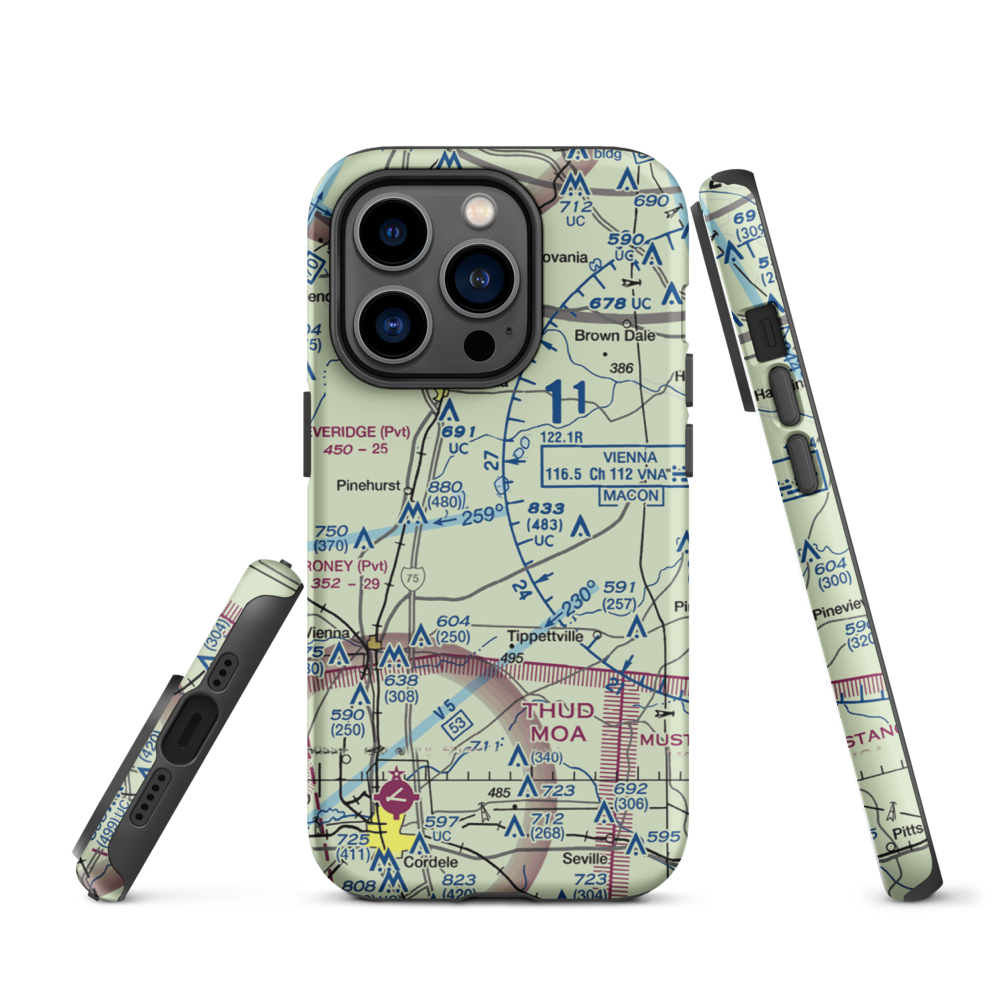 A & C AG Aviation Inc (CHAN) VFR Sectional  Tough iPhone Case iPhone 14 Pro model shown