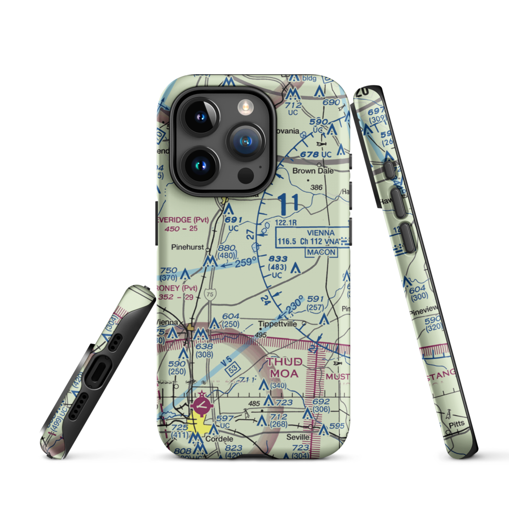 A & C AG Aviation Inc (CHAN) VFR Sectional  Tough iPhone Case iPhone 15 Pro model shown