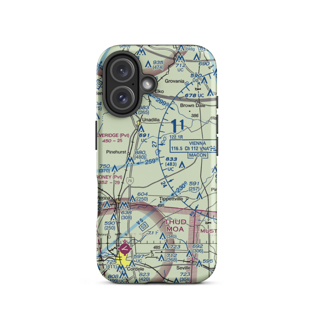 A & C AG Aviation Inc (CHAN) VFR Sectional  Tough iPhone Case iPhone 16 model shown