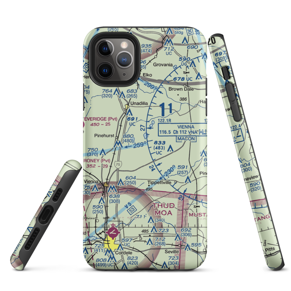 A & C AG Aviation Inc (CHAN) VFR Sectional  Tough iPhone Case iPhone 11 Pro Max model shown