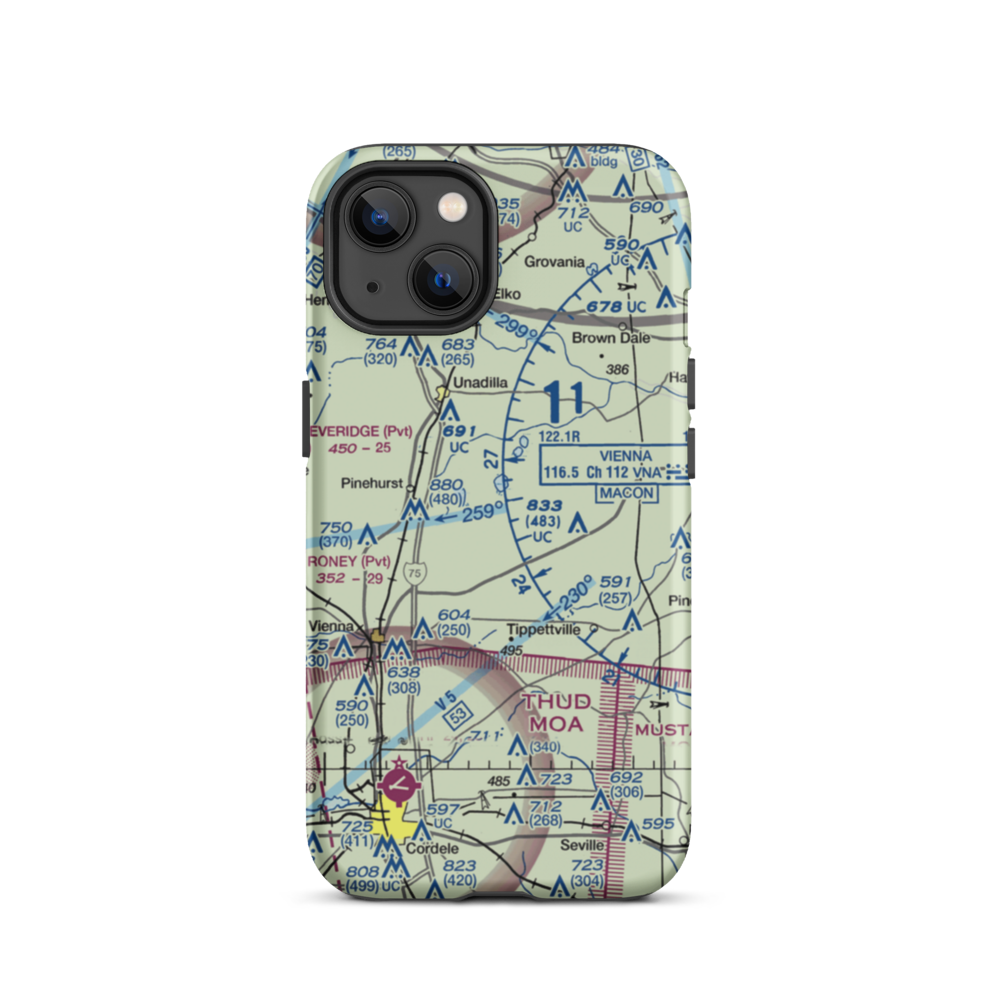 A & C AG Aviation Inc (CHAN) VFR Sectional  Tough iPhone Case iPhone 13 model shown