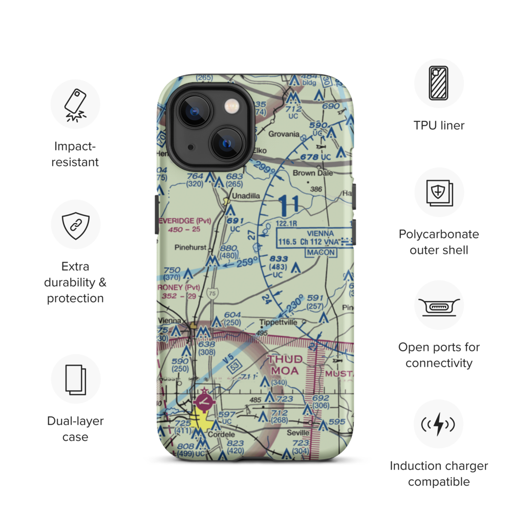 A & C AG Aviation Inc (CHAN) VFR Sectional  Tough iPhone Case iPhone 13 model shown