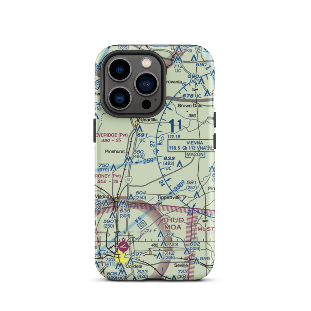 A & C AG Aviation Inc (CHAN) VFR Sectional  Tough iPhone Case iPhone 13 Pro model shown