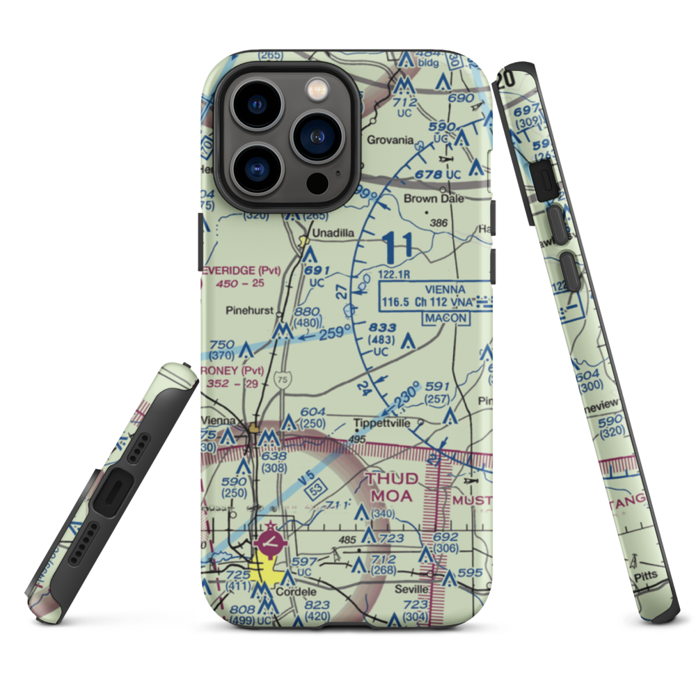 A & C AG Aviation Inc (CHAN) VFR Sectional  Tough iPhone Case iPhone 13 Pro Max model shown